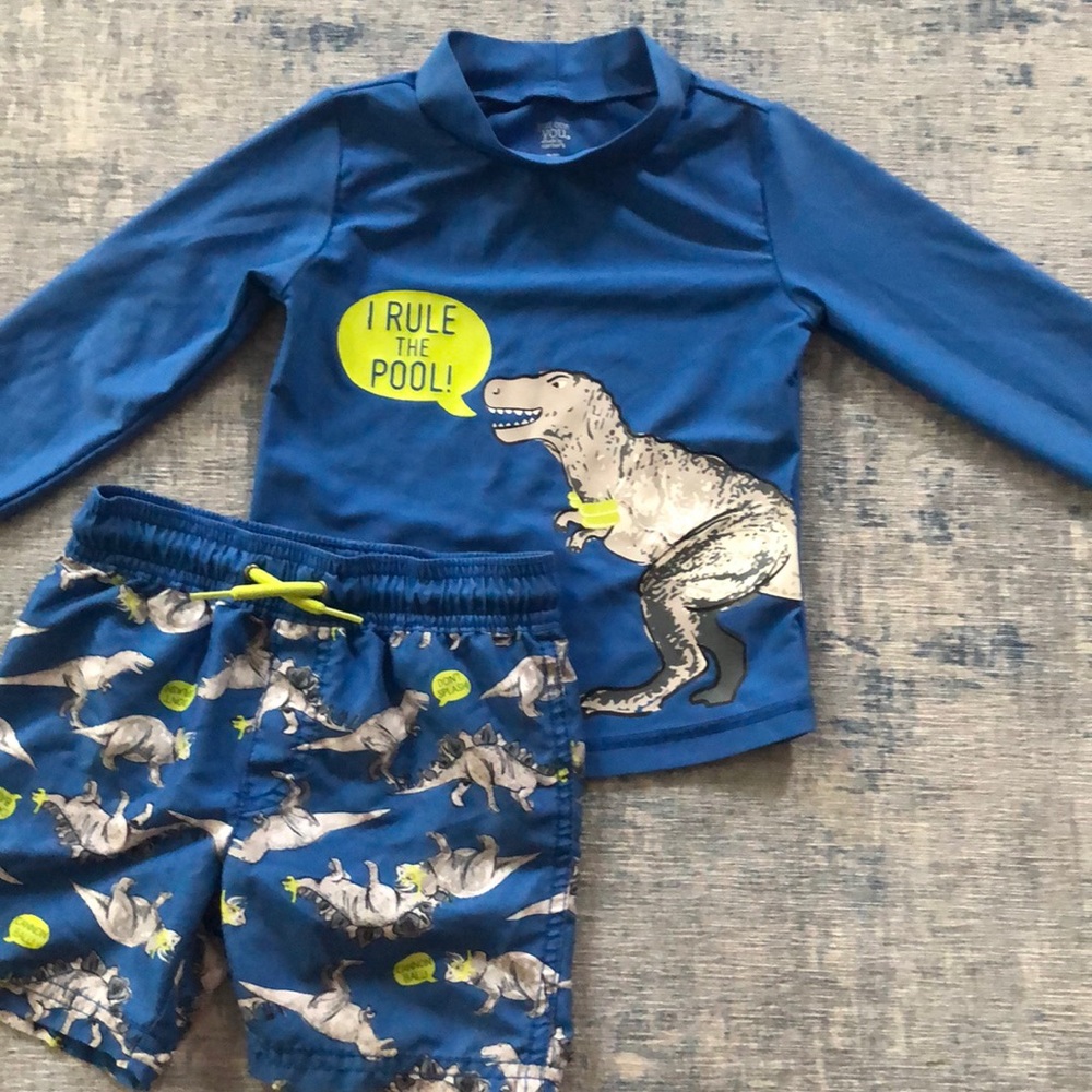 EUC boys swim trunks and rash guard